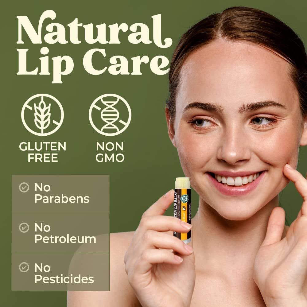 Applying Earth's Daughter citrus lip balm on lips with smooth coverage
