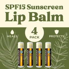 Close-up of Earth's Daughter citrus lip balm stick highlighting natural ingredients