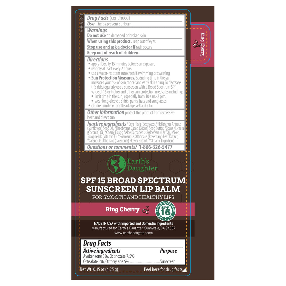Earth's Daughter cherry SPF lip balm 4-pack gluten-free and paraben-free formula