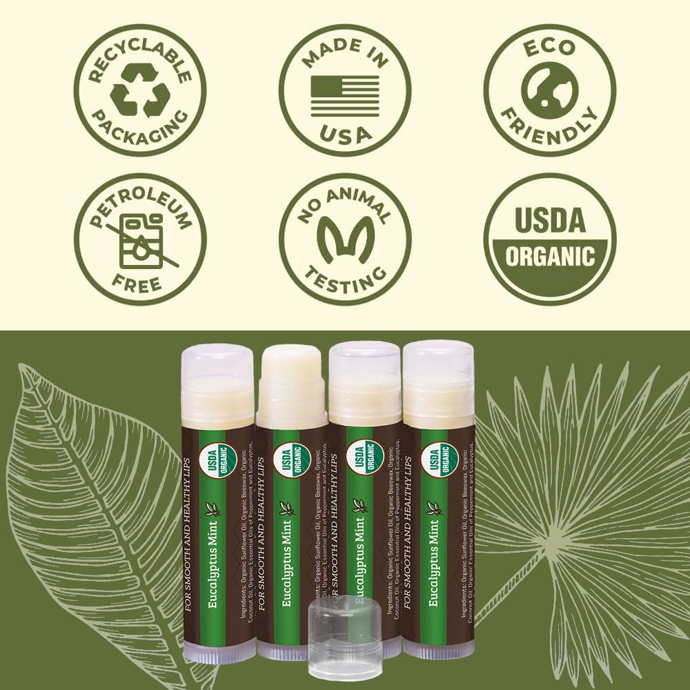 Earth's Daughter eucalyptus mint lip balm application swatch showing cooling sensation.
