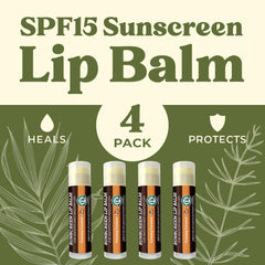 Earth's Daughter SPF Coconut Lip Balm 4-Pack tubes for on-the-go moisture.