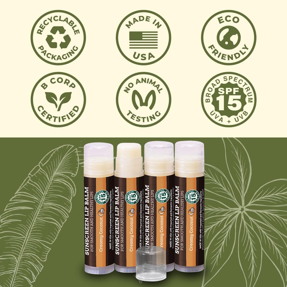 Earth's Daughter lip balm ingredients include coconut oil and beeswax.