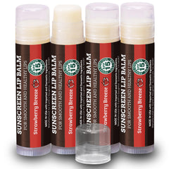 Earth's Daughter SPF lip balm 4-pack strawberry – vibrant tubes ready for daily sun protection