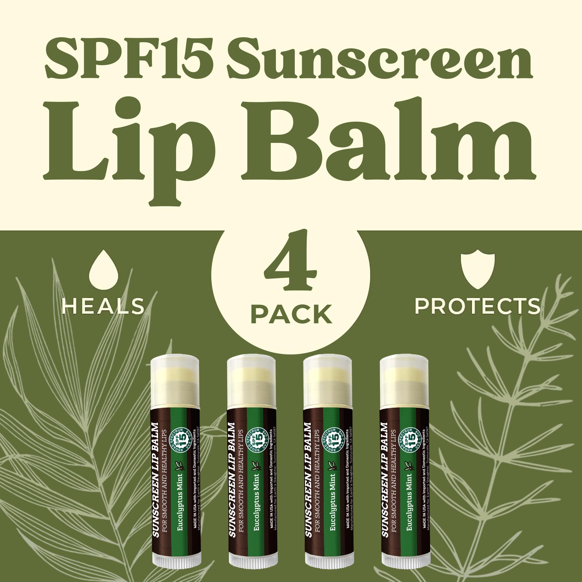 Earth's Daughter lip balm in eucalyptus mint ready for on-the-go application.