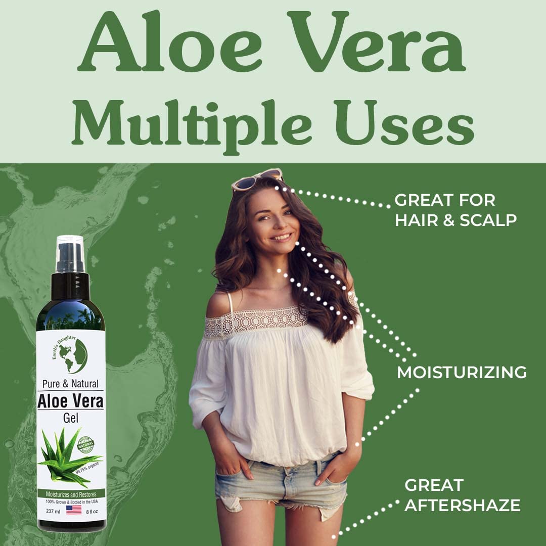 Texas-grown organic aloe leaves highlight pure, cold-pressed gel simplicity.