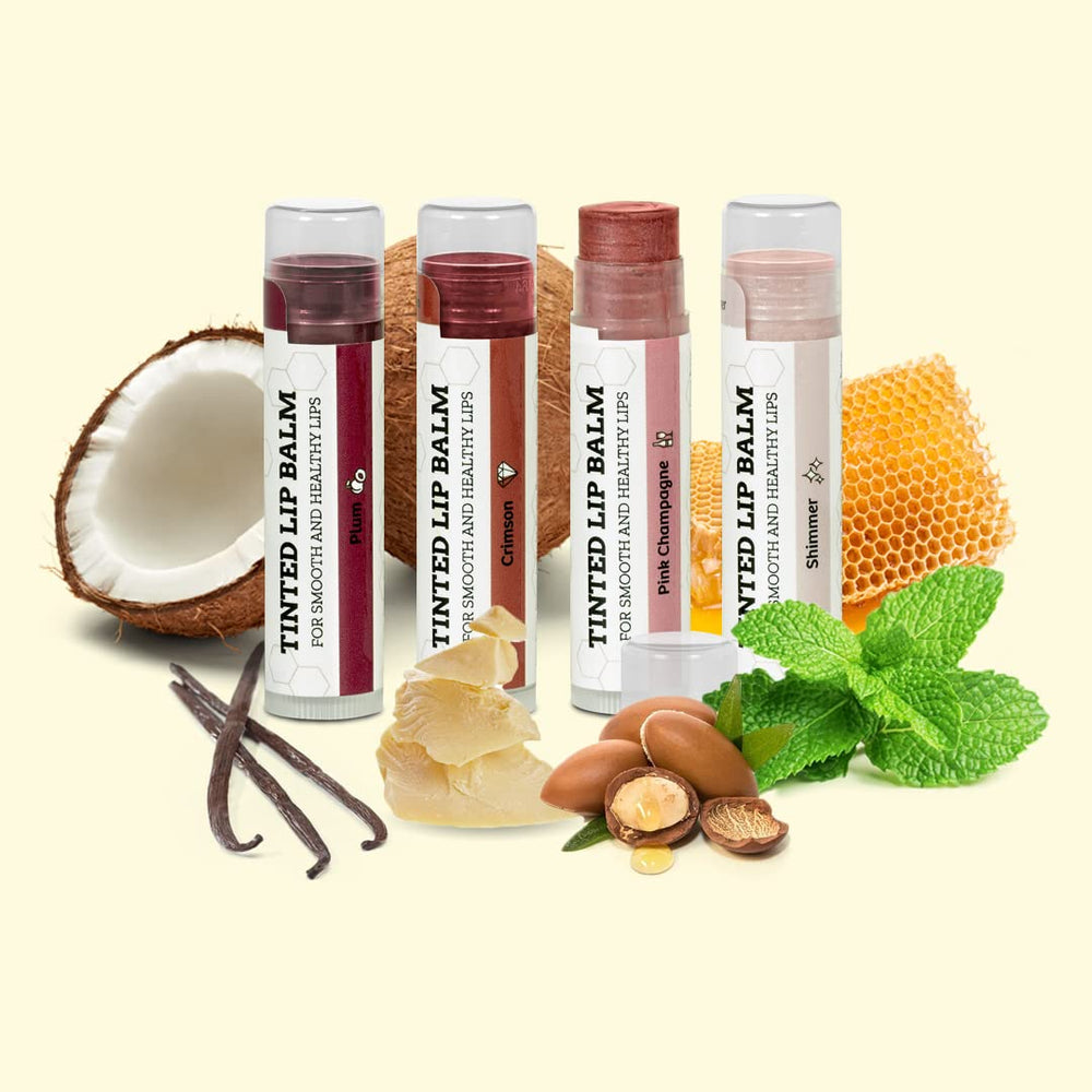 Earth's Daughter tinted lip balm base use for layering under gloss.