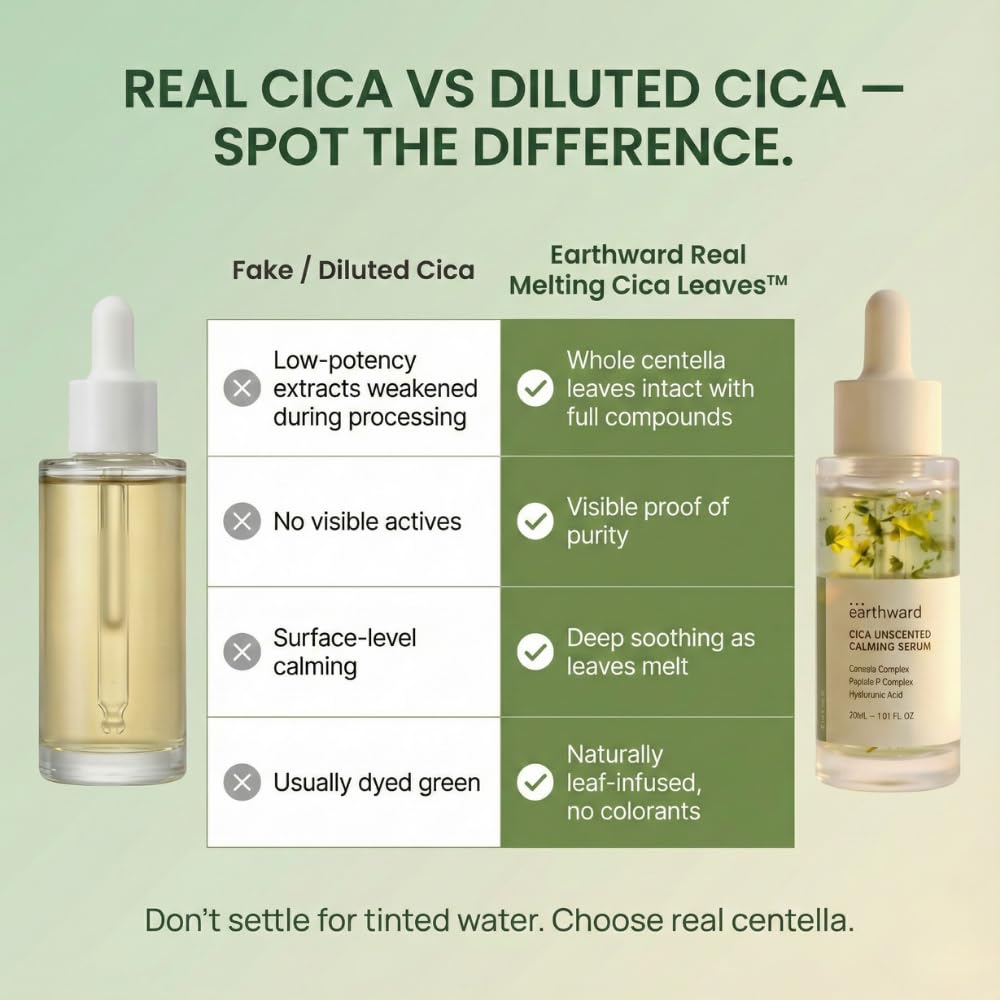 Earthward Centella Serum unscented packaging with clean, dermatologist-friendly design.