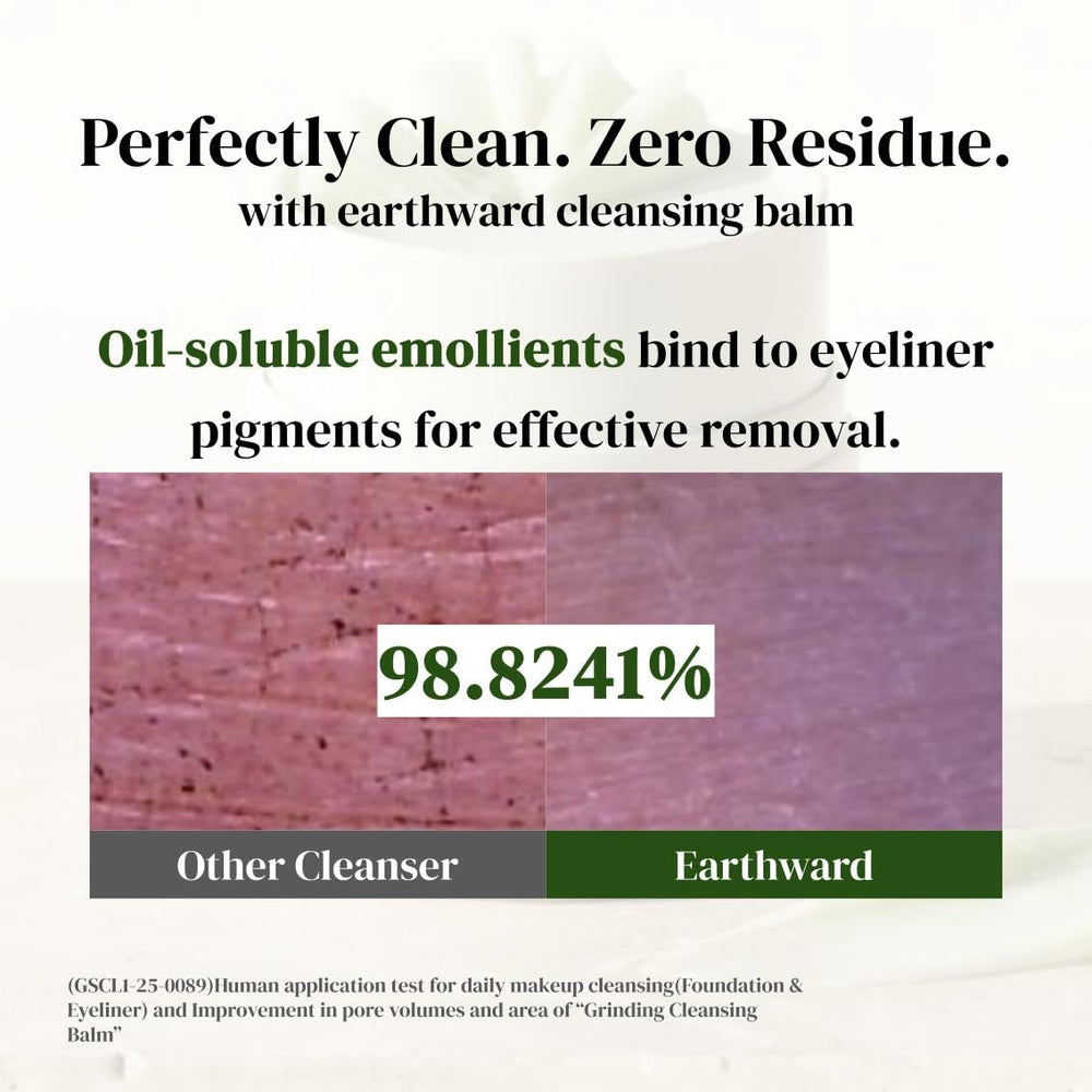 Earthward Pore Perfect Grinding Balm application close-up showing smooth makeup removal