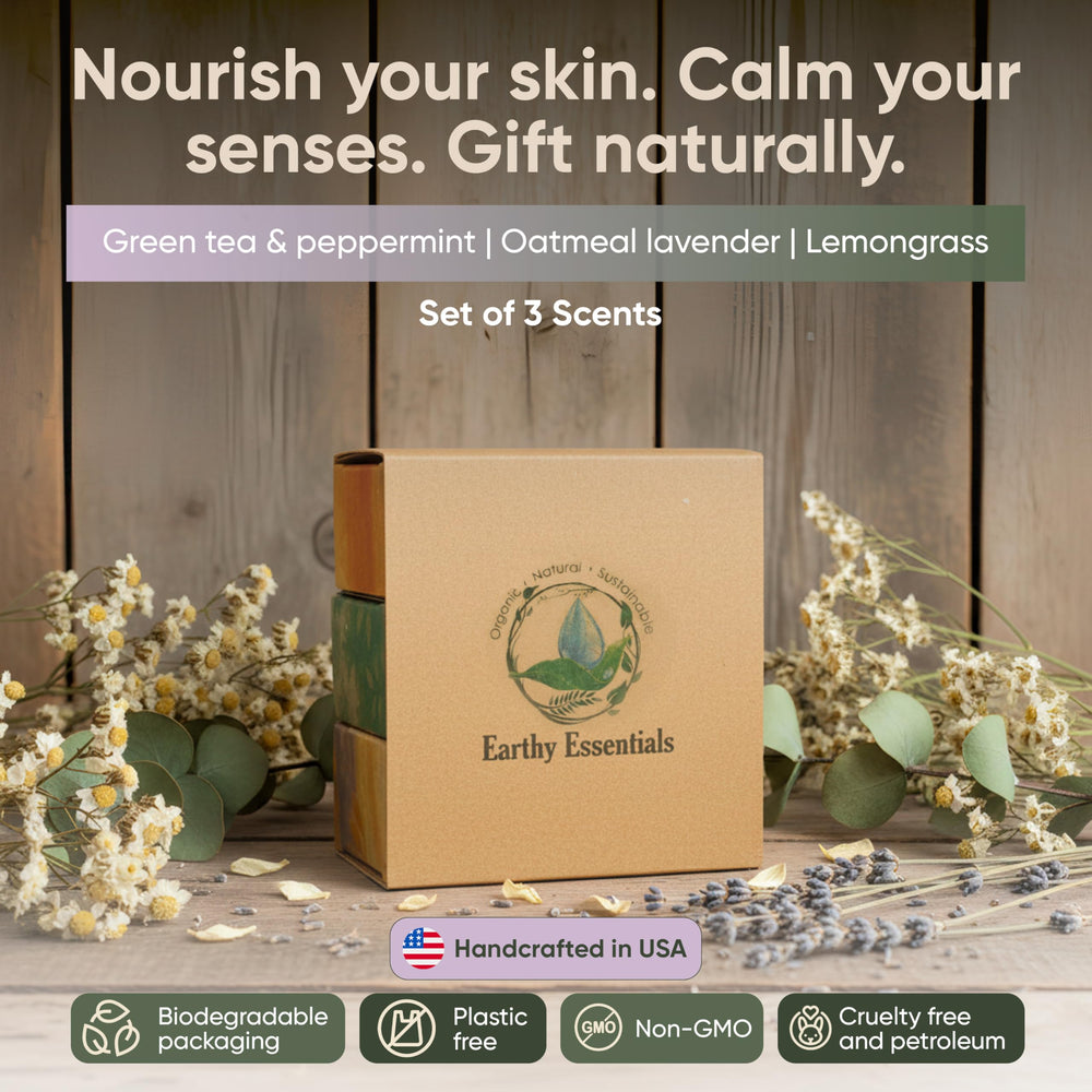 Earthy Essentials Eco-friendly packaging highlights plastic-free, planet-friendly gifting.