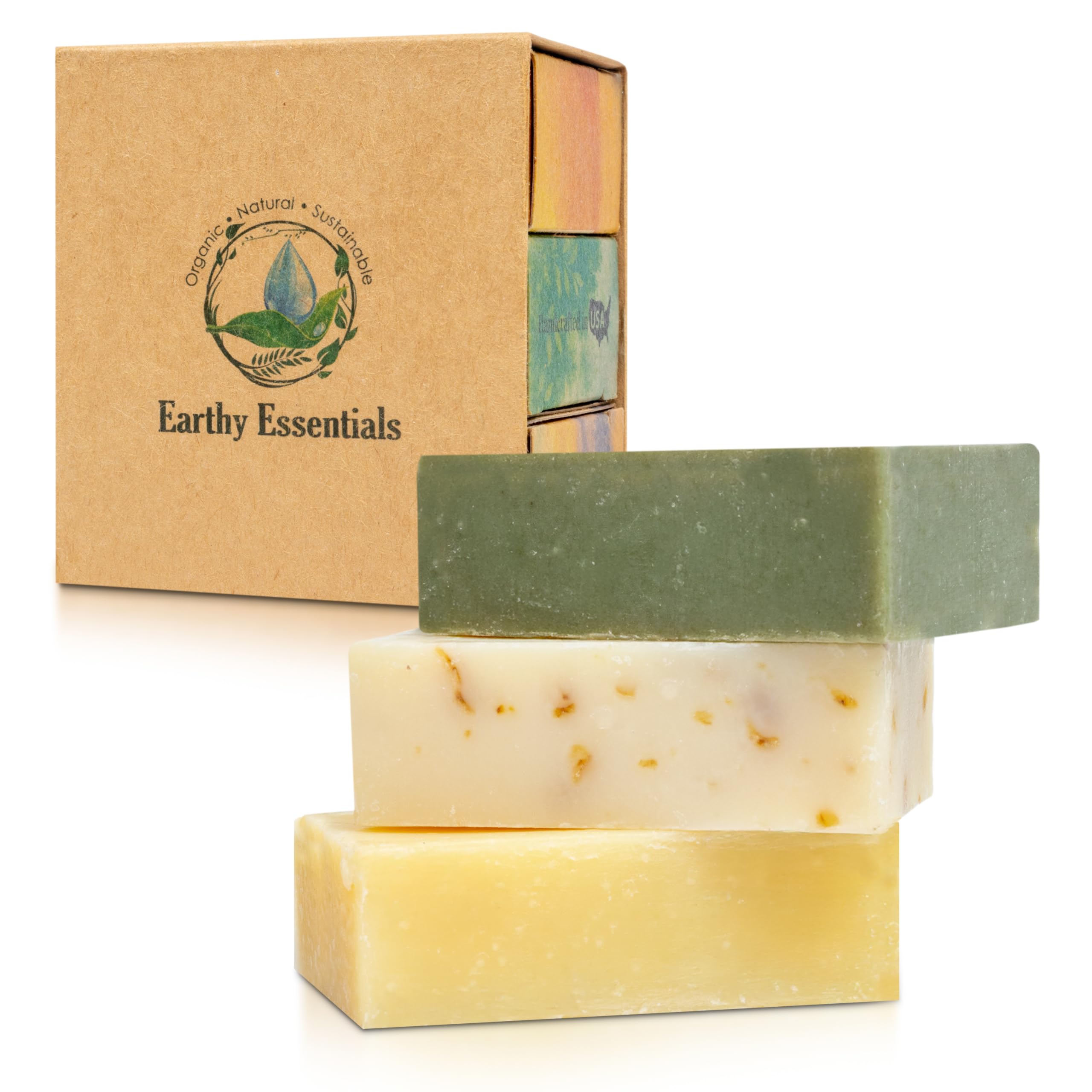 Earthy Essentials Oatmeal Lavender bar with soothing scent and gentle hydration.