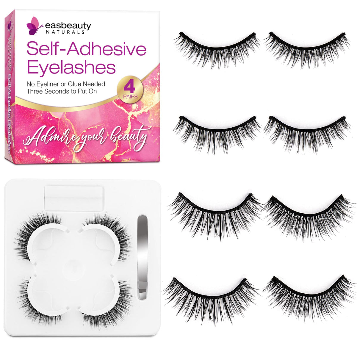Cils auto-adhésifs EasBeautyNaturals naturels pour un regard discret