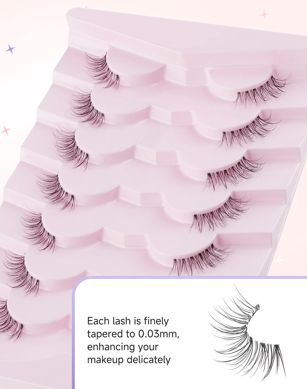Easeful Half Lashes clear band half-lash for seamless application.