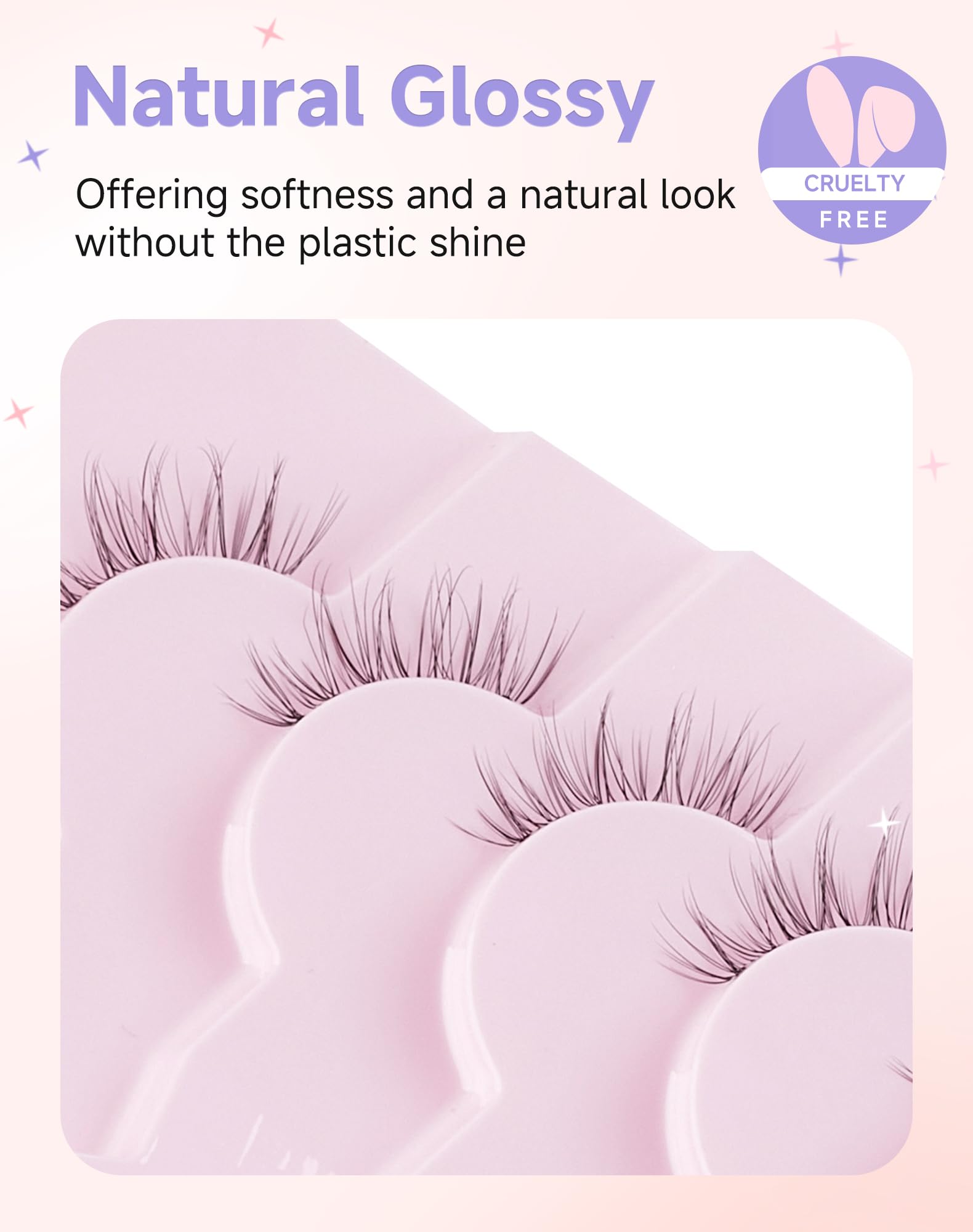 Easeful Half Lashes ultra-thin flat band improves adhesion and wear time.
