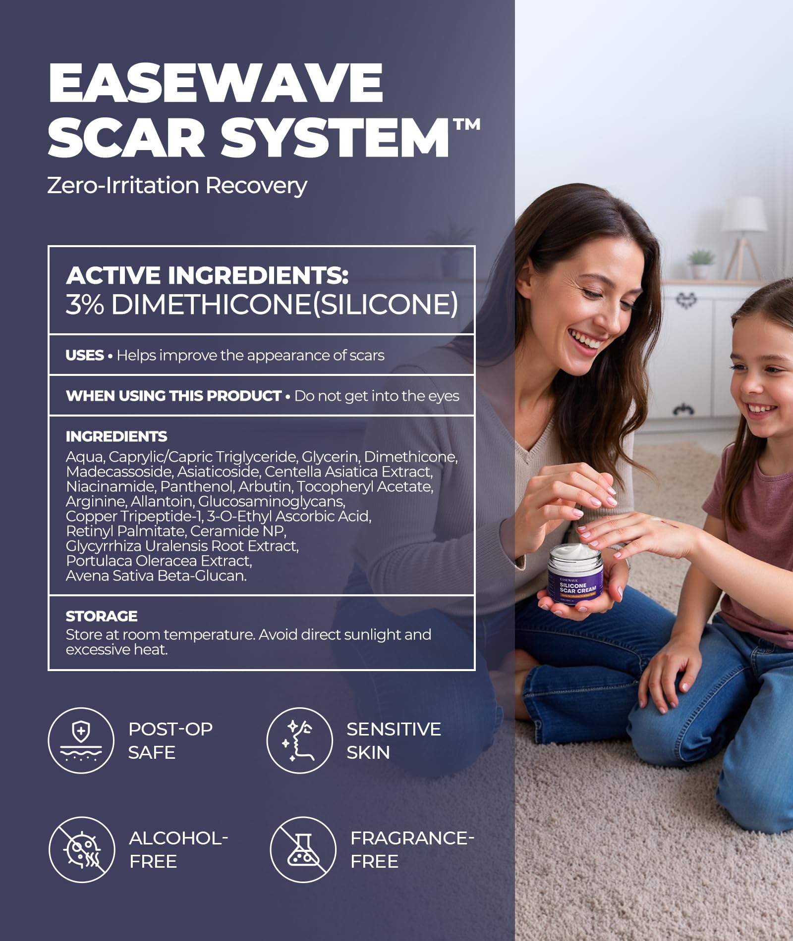 EASEWAVE old scar improvement suggests fading color and smoothing texture.