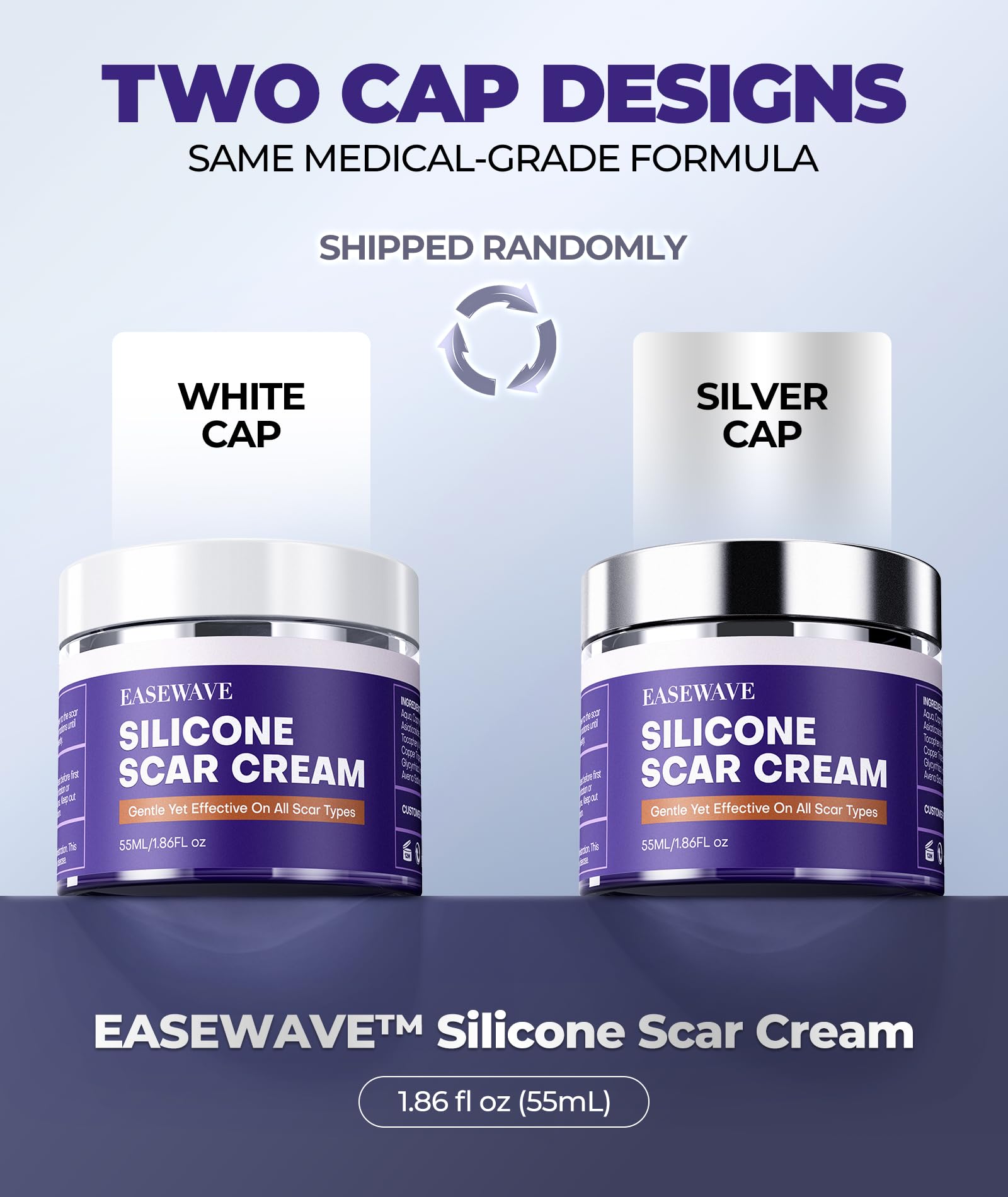 EASEWAVE silicone gel swirl highlights the 6.7% active formula.