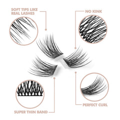 EASITENSION 3D cluster lashes with 48 clusters for a voluminous home look.