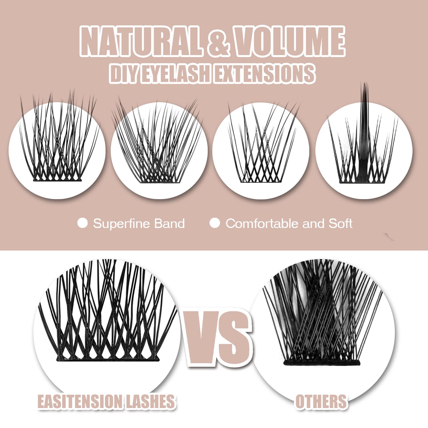 EASITENSION C curl lashes in 12 mm provide a natural lift.