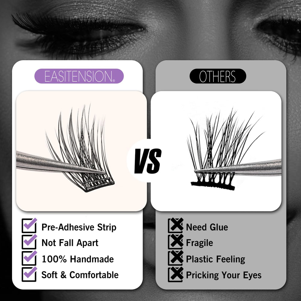 EASITENSION Korean materials yield soft, natural-looking lashes.