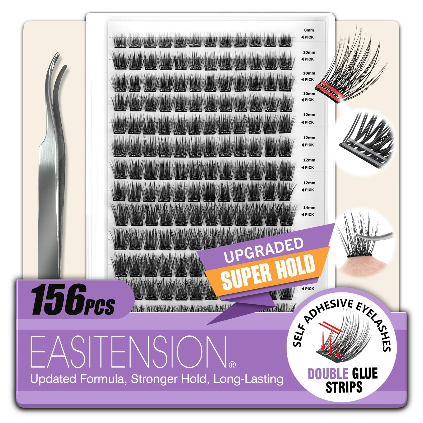 EASITENSION clusters packaging for 156 pieces, DIY lashes at home.