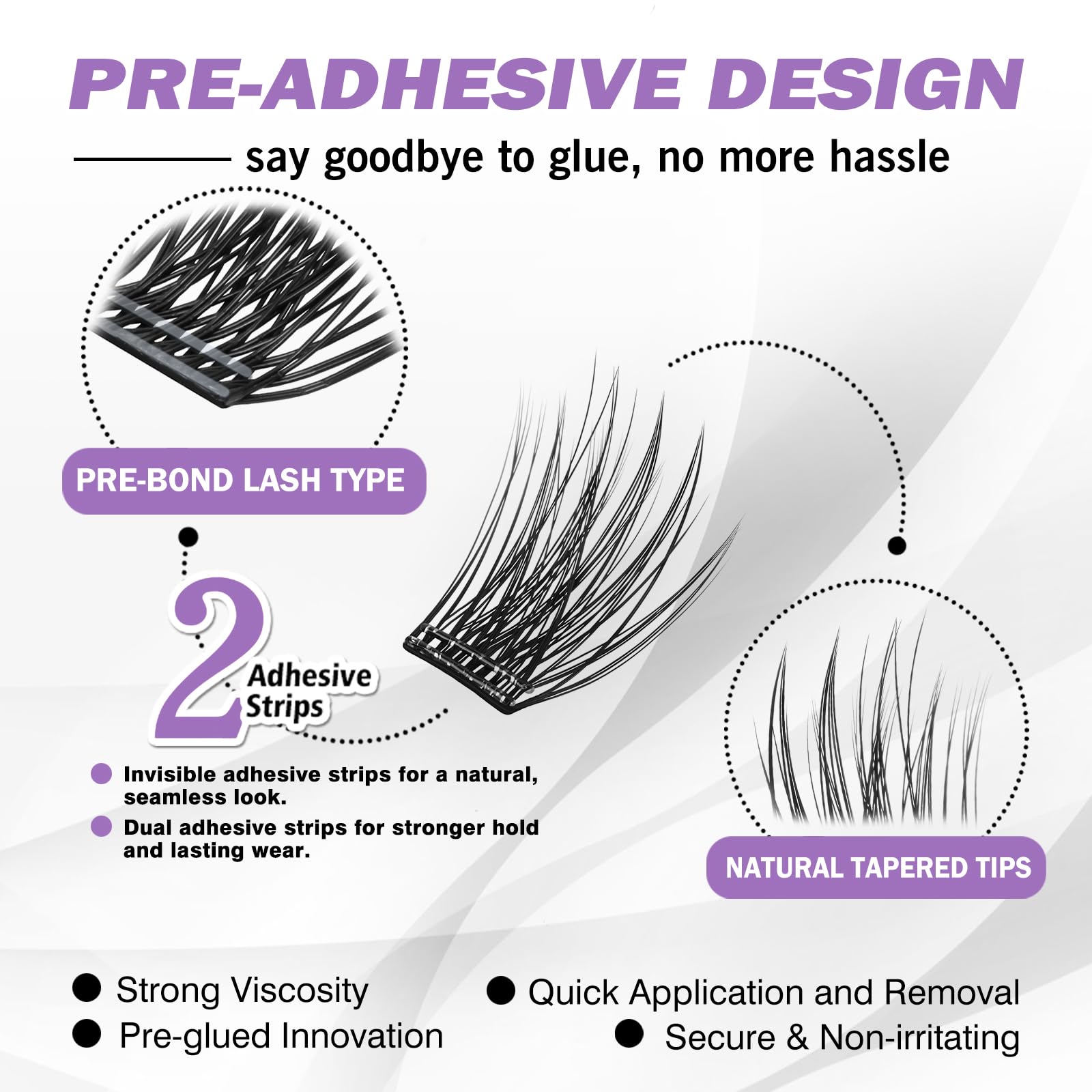EASITENSION pre-bonded lashes close-up with double adhesive strip.