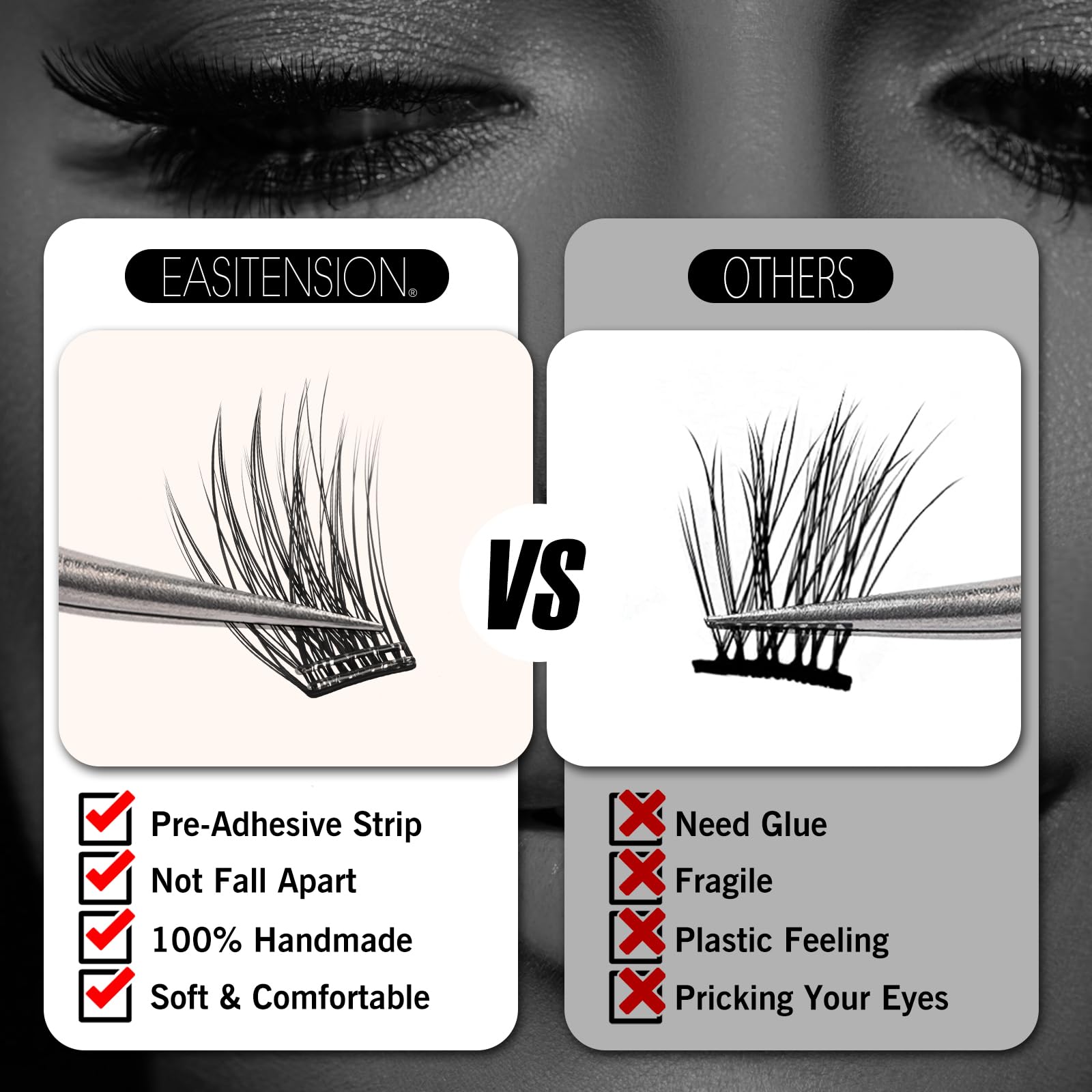 EASITENSION sturdy packaging protecting lashes during travel.
