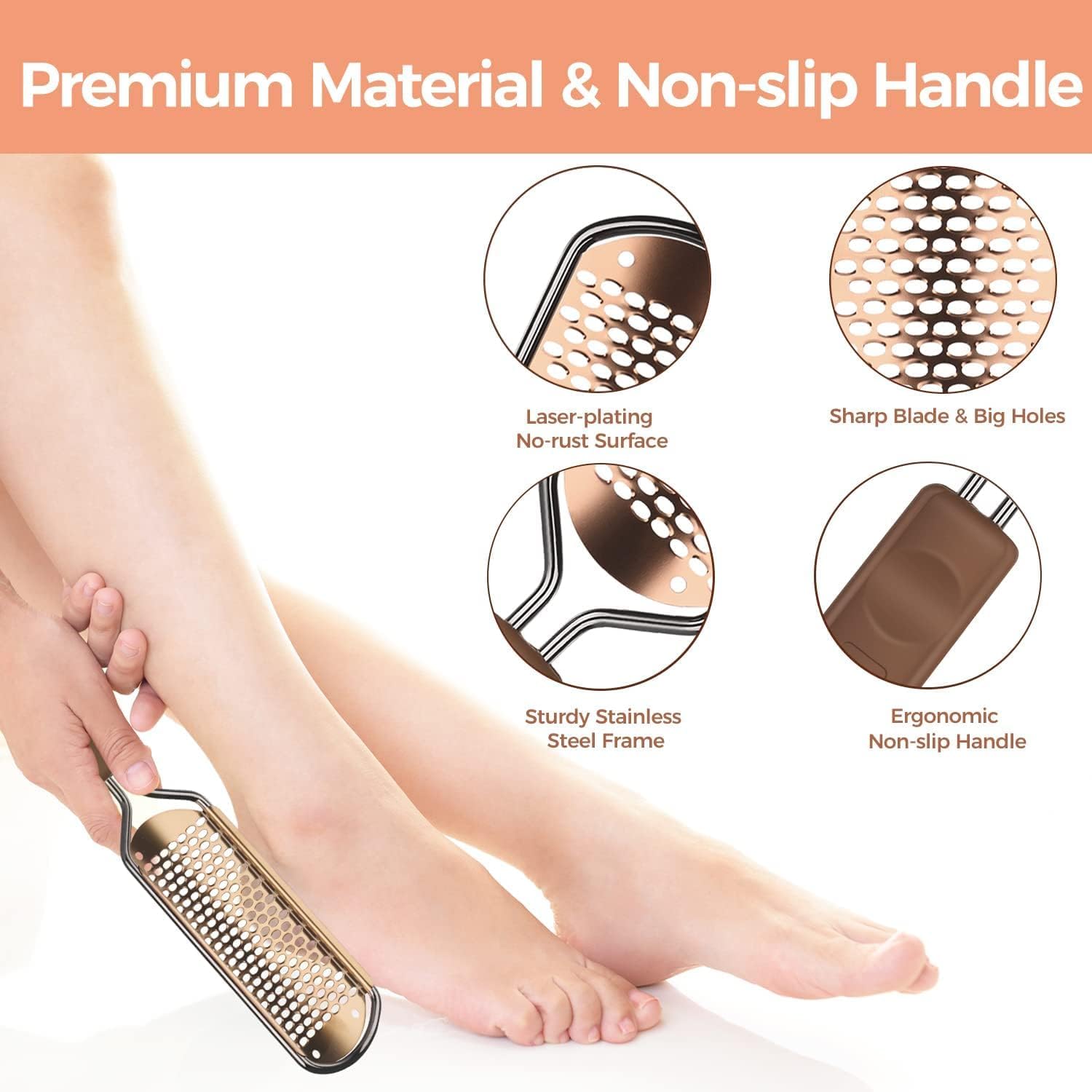 Easkep foot file handle close-up highlights a non-slip grip for comfortable use.
