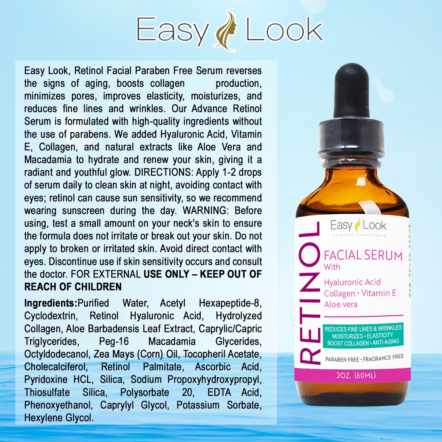 Label on bottle notes vitamin E and aloe ingredients.