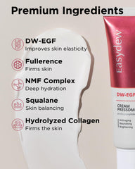 EASYDEW DW-EGF Pressome cream texture swatch demonstrates smooth absorption
