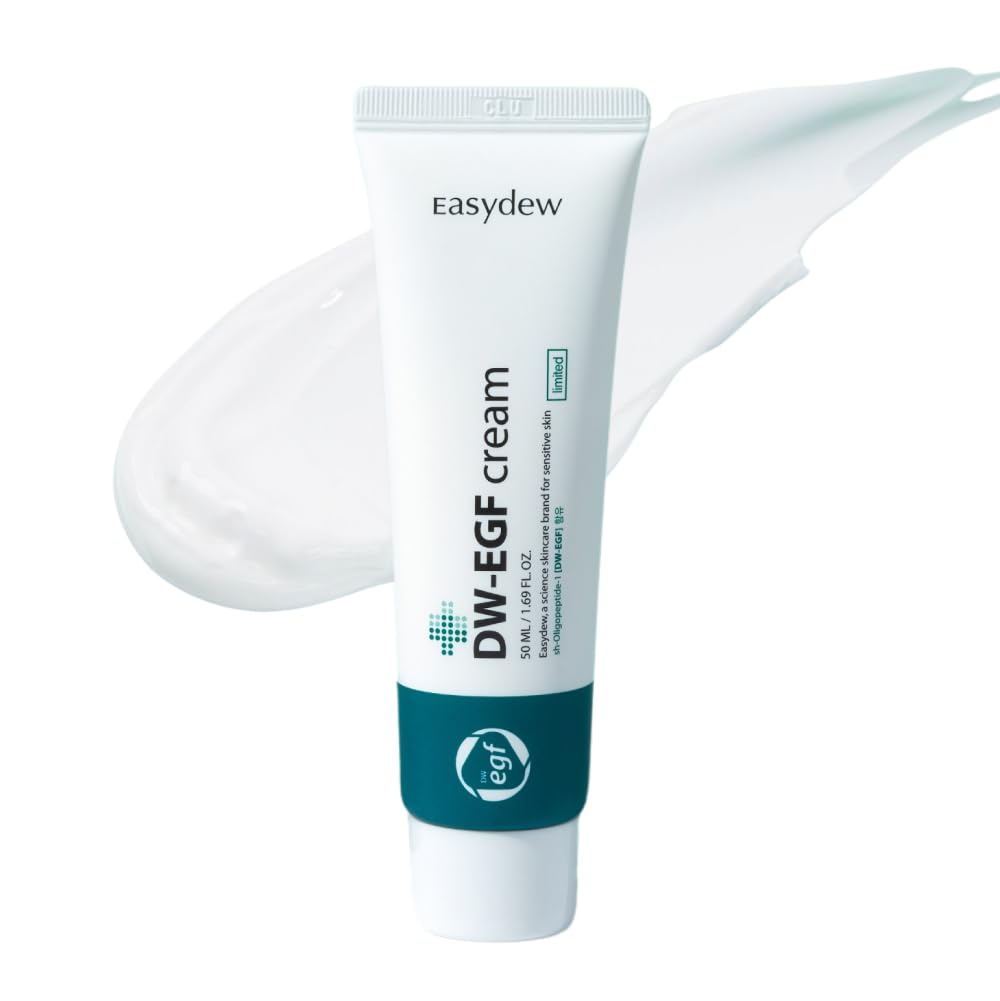 EASYDEW DW-EGF Cream bottle close-up highlighting lightweight hydration for daily use