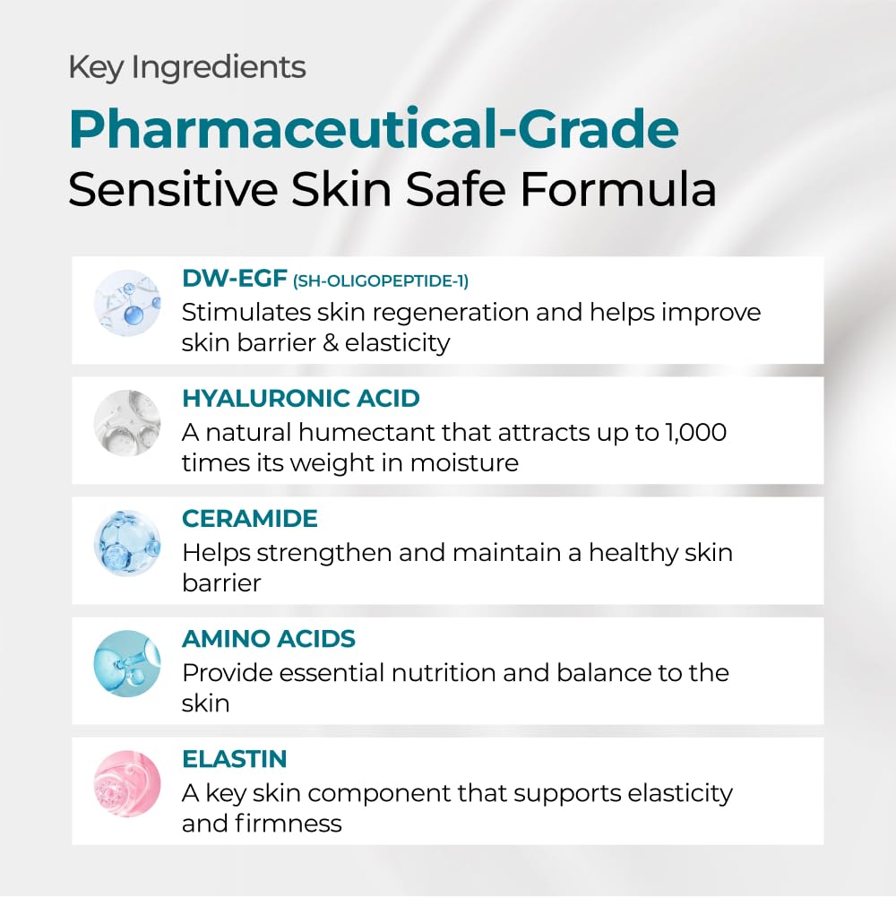 Ingredient blend notes highlight hyaluronic acid and ceramides in EASYDEW DW-EGF Cream