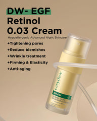 EASYDEW DW-EGF jar with cream swatch showing rich, hydrating texture