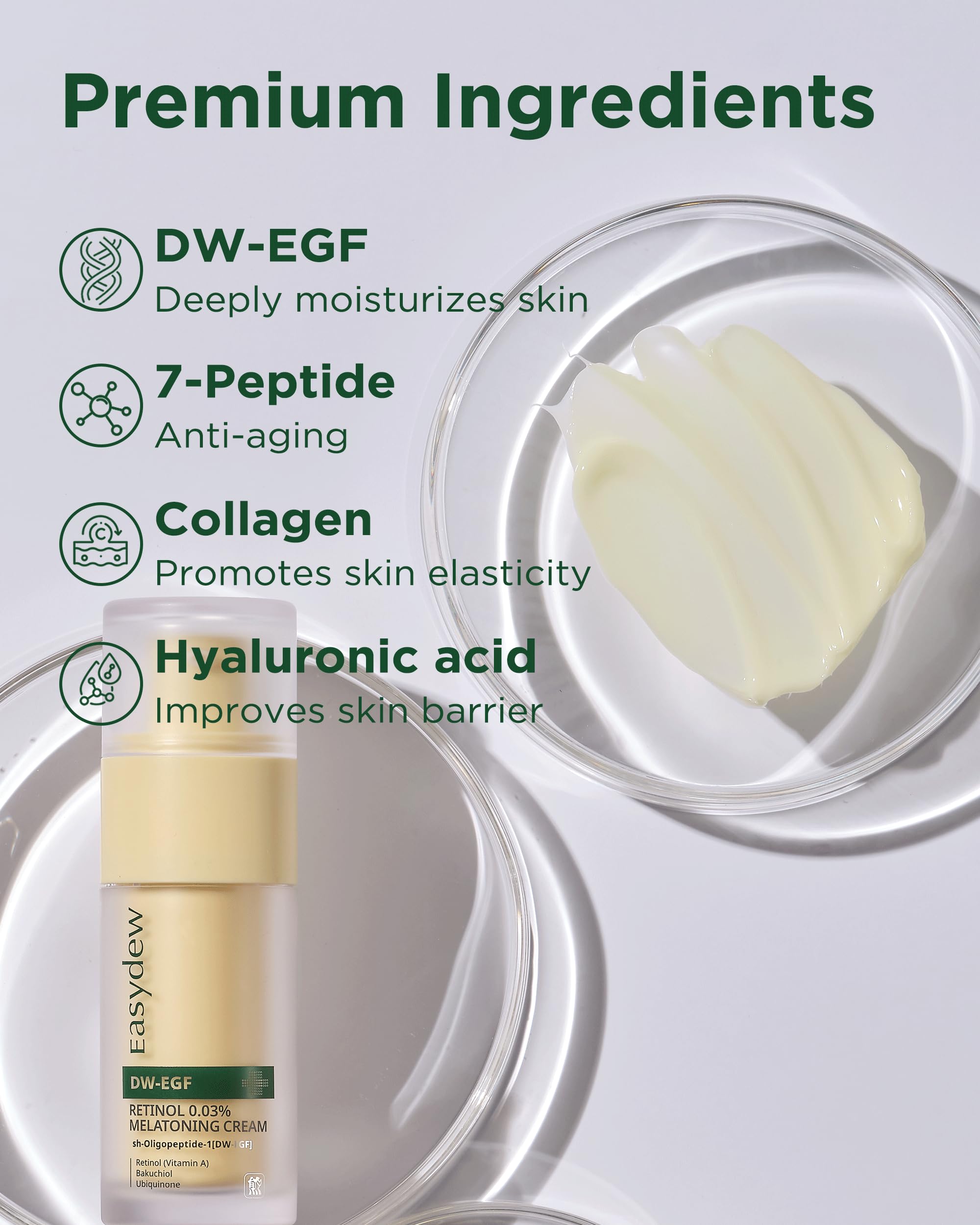 EASYDEW DW-EGF packaging pictured beside nightstand for a simple routine