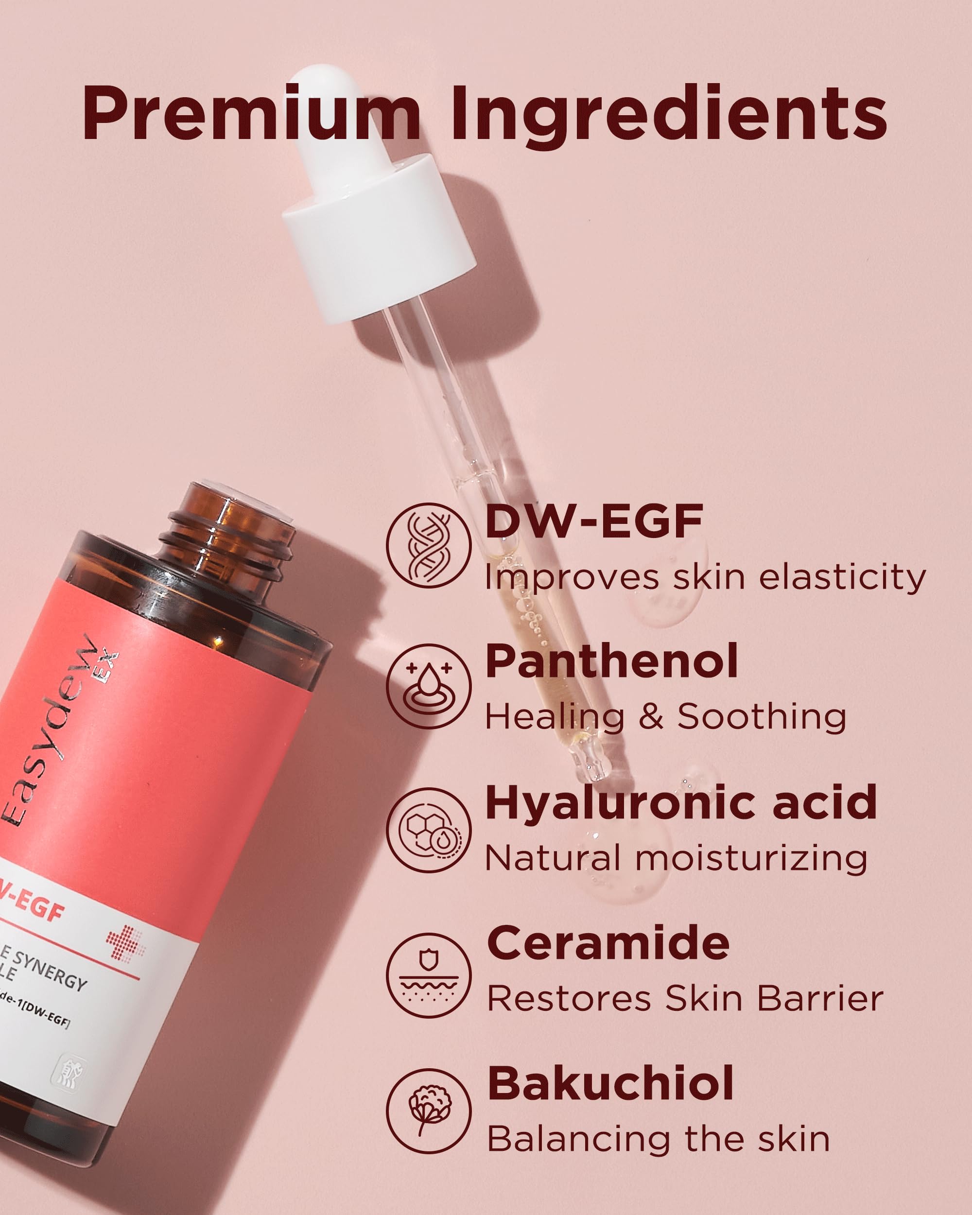 EASYDEW DW-EGF serum label close-up highlighting peptides