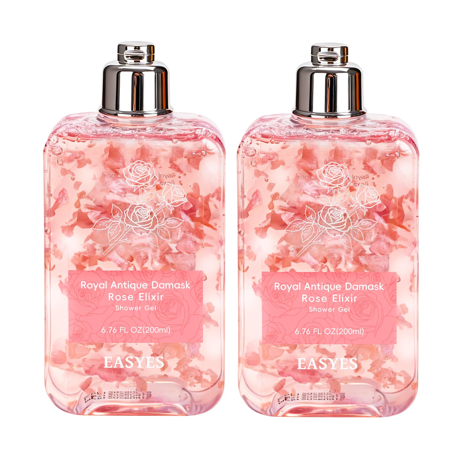 Easyes Rose Elixir bottle pour highlights gentle foam for daily cleansing.