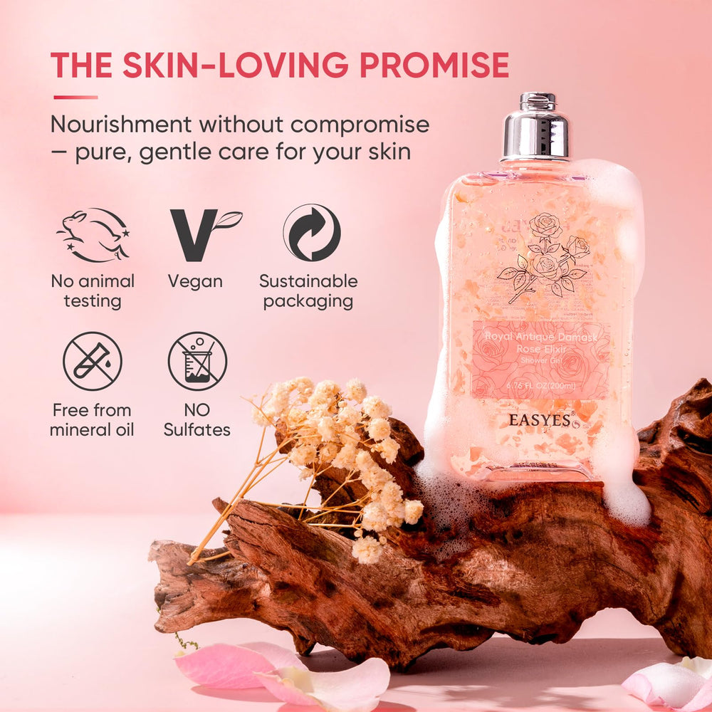 Easyes Rose Elixir Damascus rose scent evokes luxury and calm.