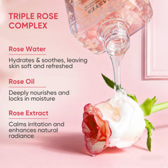 Easyes Rose Elixir foam close-up demonstrates soft, skin-friendly lather.