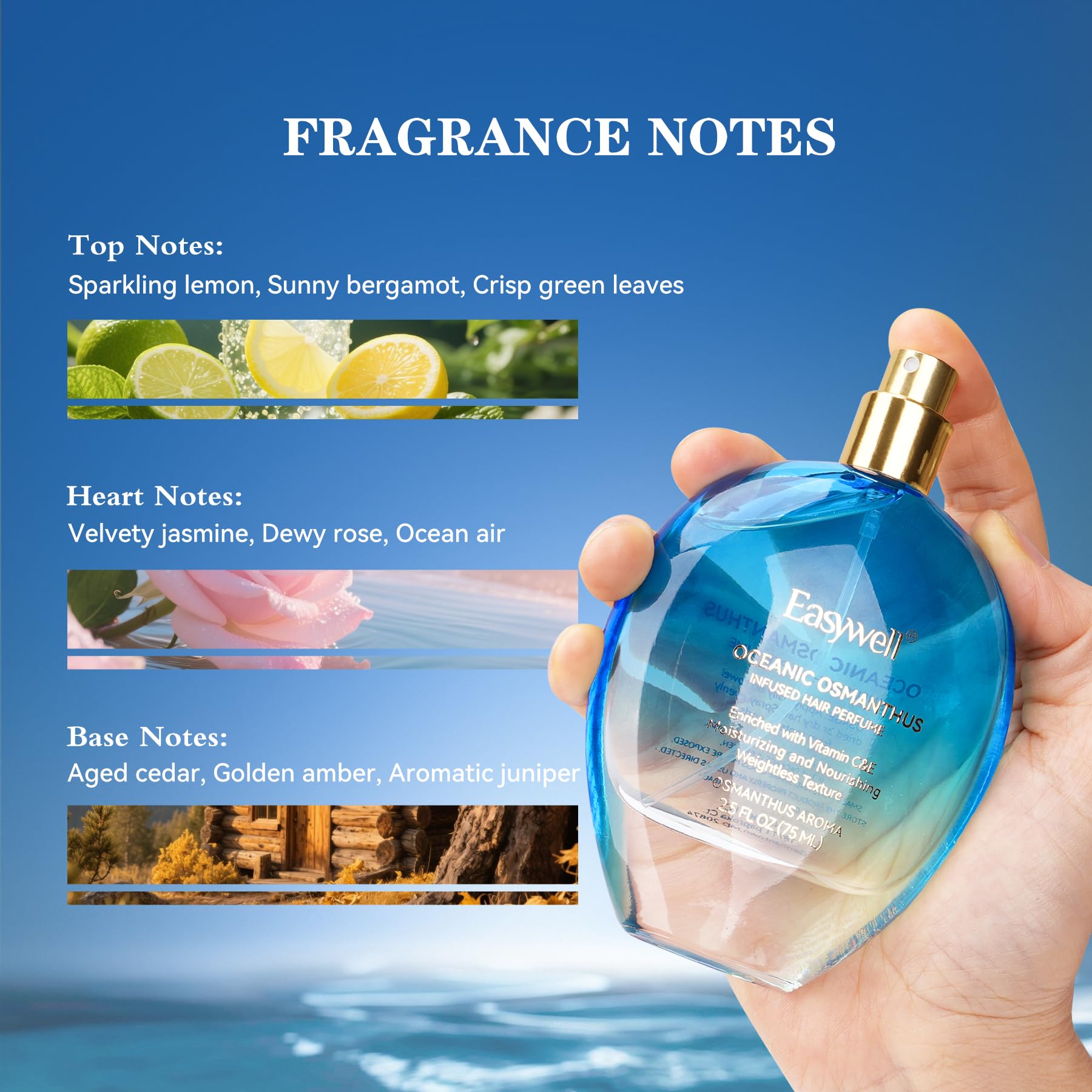 EASYWELL Hair Perfume applied to damp hair for smooth, lightweight nourishment