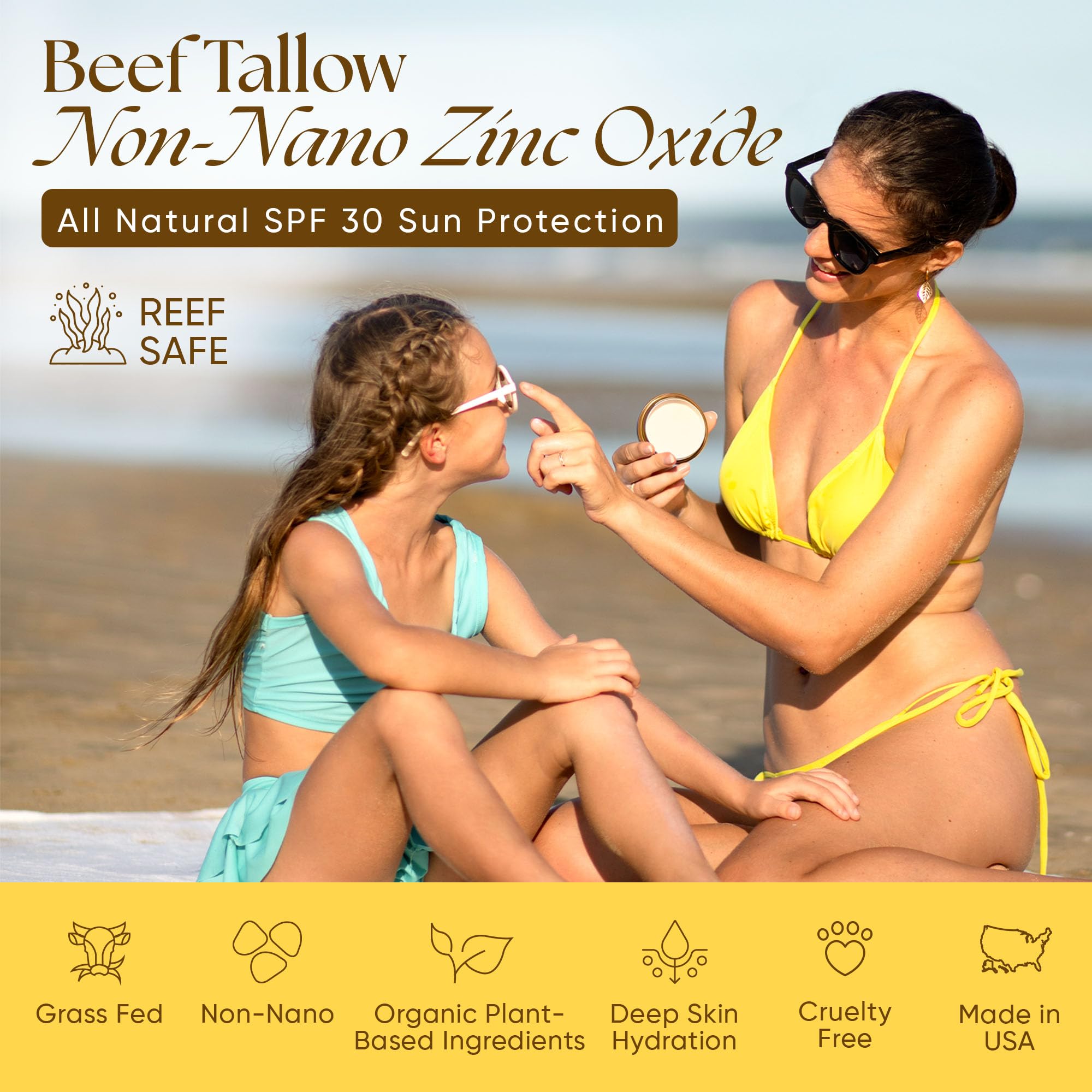 Eat My Face beef tallow sunscreen ingredients include skin nourishing oils and vitamins.