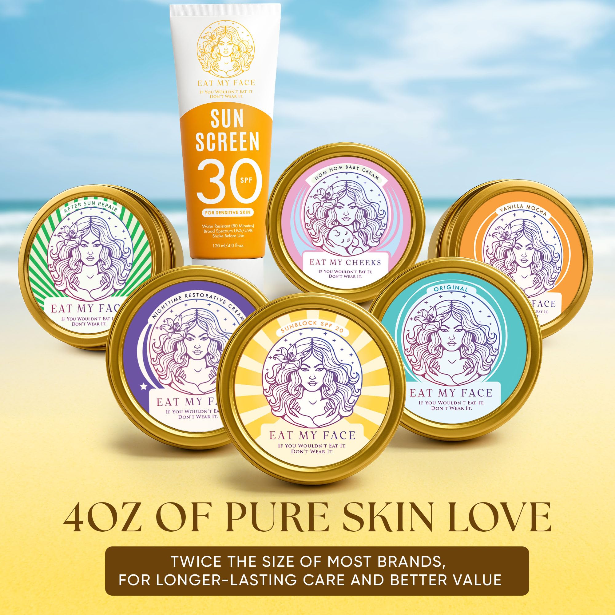 Eat My Face face and body sunscreen is ready for outdoor days.