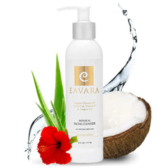 Eavara Organic Face Wash bottle close-up for gentle daily cleansing and radiant skin.