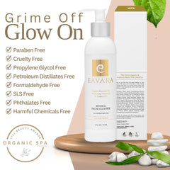 Eavara Organic Face Wash foamy lather demonstrating rich cleansing without stripping moisture.