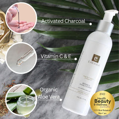 Eavara Organic Face Wash with vitamin C and E for antioxidant support and brightness.