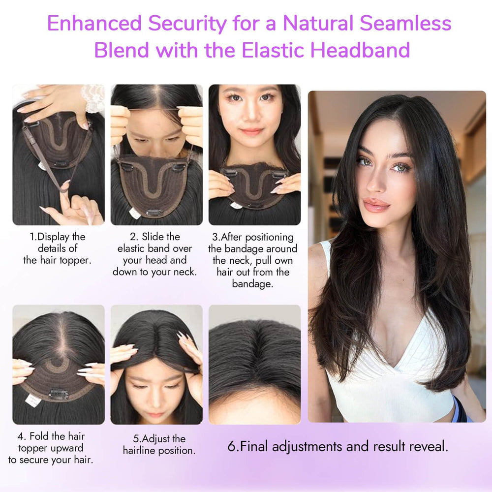 Eawwii soft black topper wispy bangs detail emphasizes natural framing.