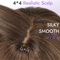 Eawwii wig with face-framing layers reveals soft, natural color and volume.
