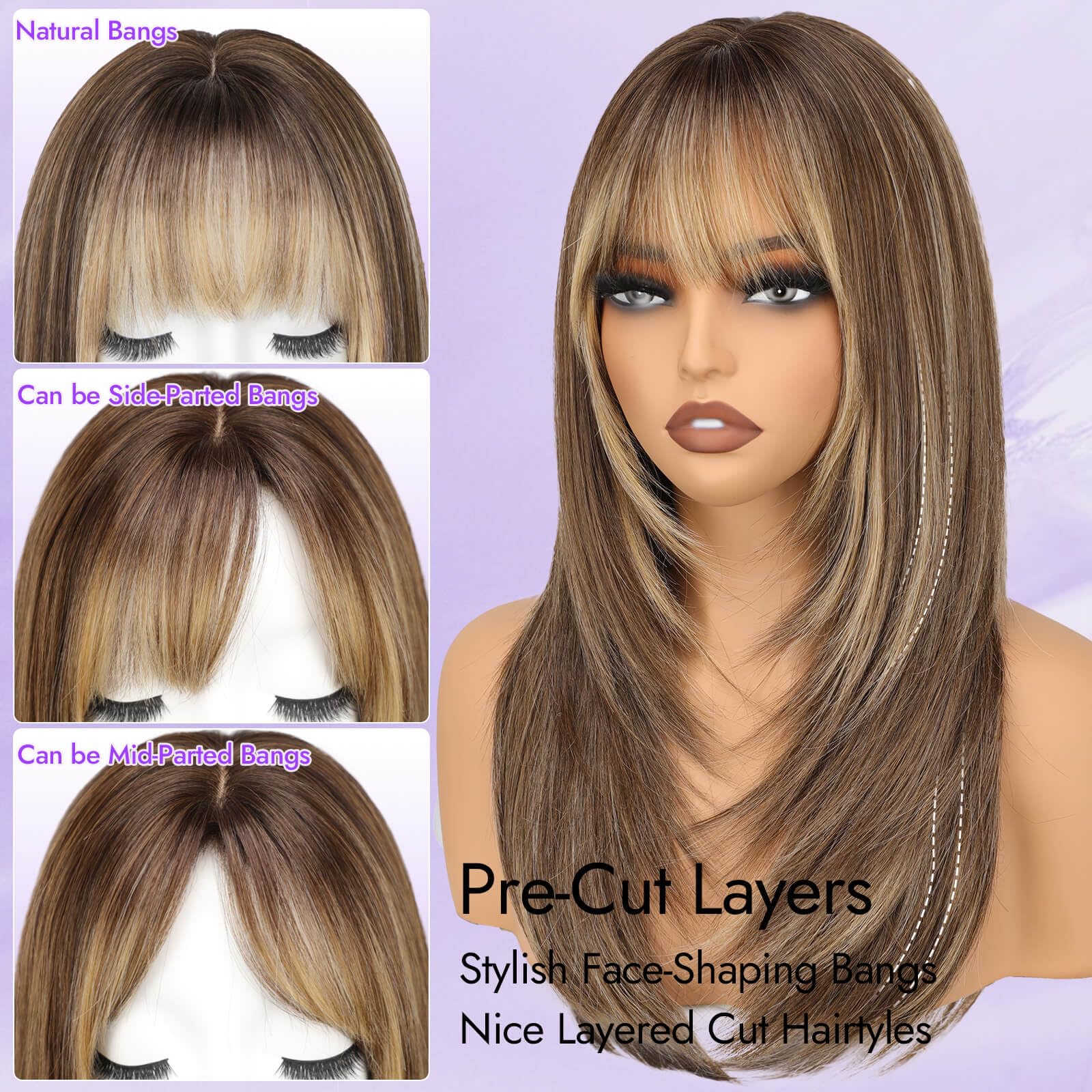 Eawwii wig features a glueless, lightweight design for comfortable wear.