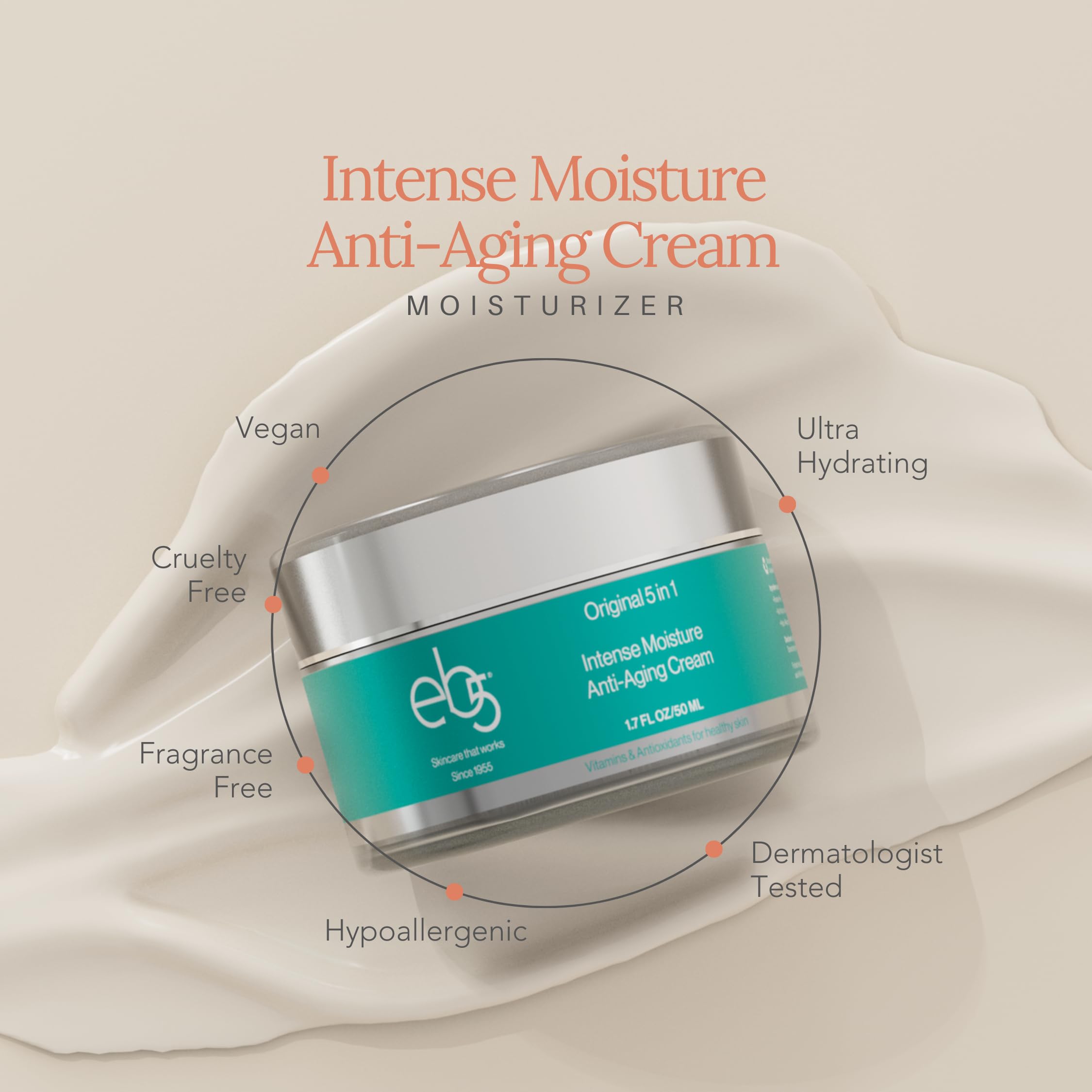 eb5 daily skincare routine setup with product beside towels
