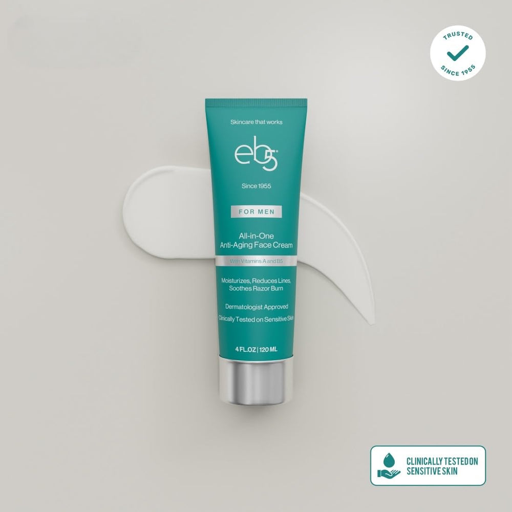 eb5 Men's Face Cream side view emphasizing travel-friendly tube