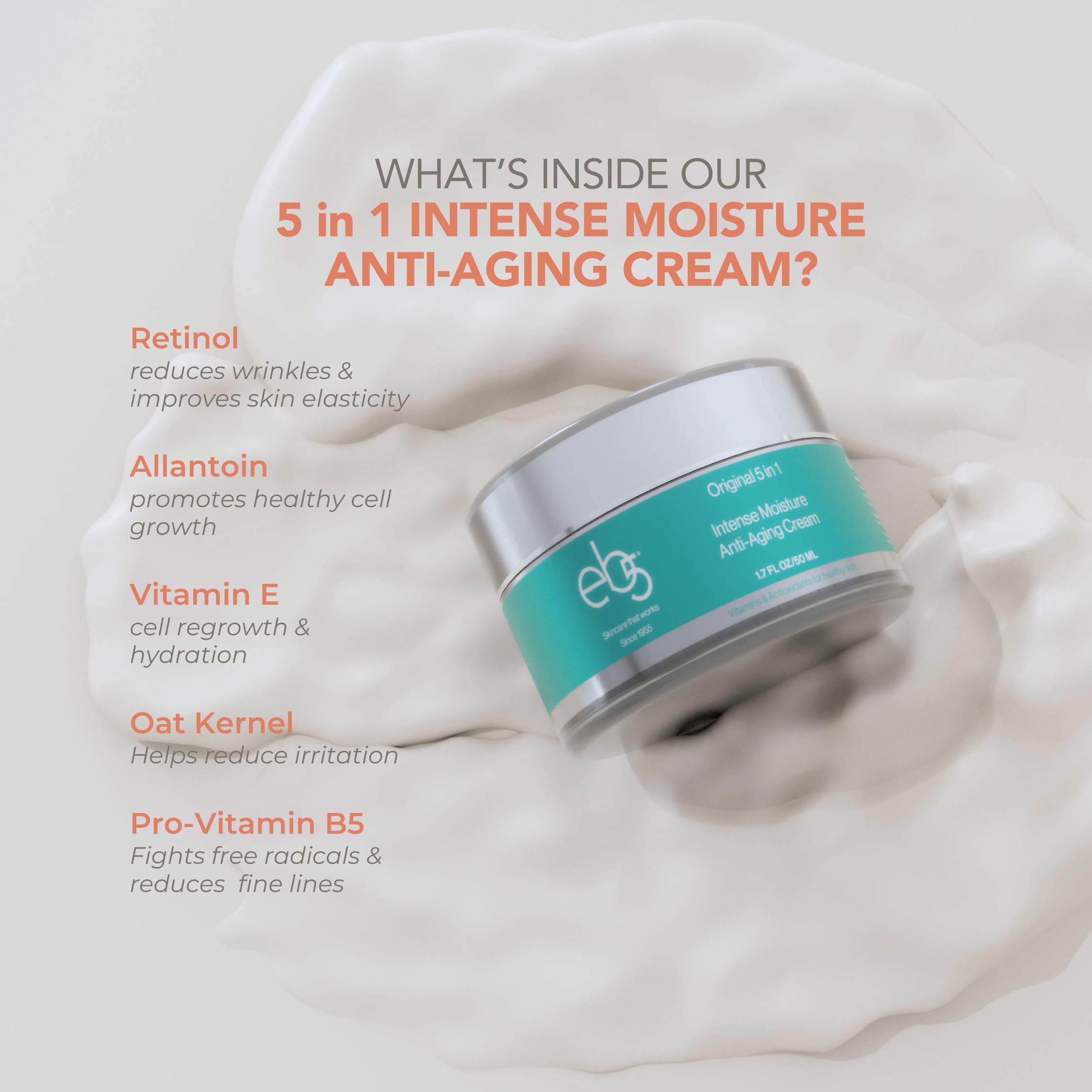 eb5 rich hydration on skin surface suggests smoother, comfortable feel