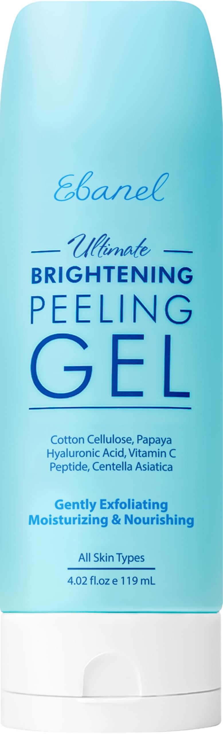 Ebanel Brightening Peeling Gel with cotton cellulose micro-pills exfoliates gently for smoother skin.