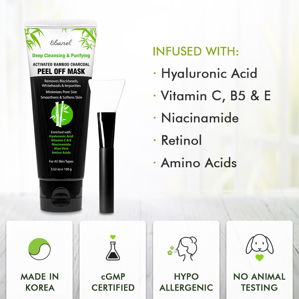 Ebanel charcoal peel mask peel-off action demonstrates mess-free removal.